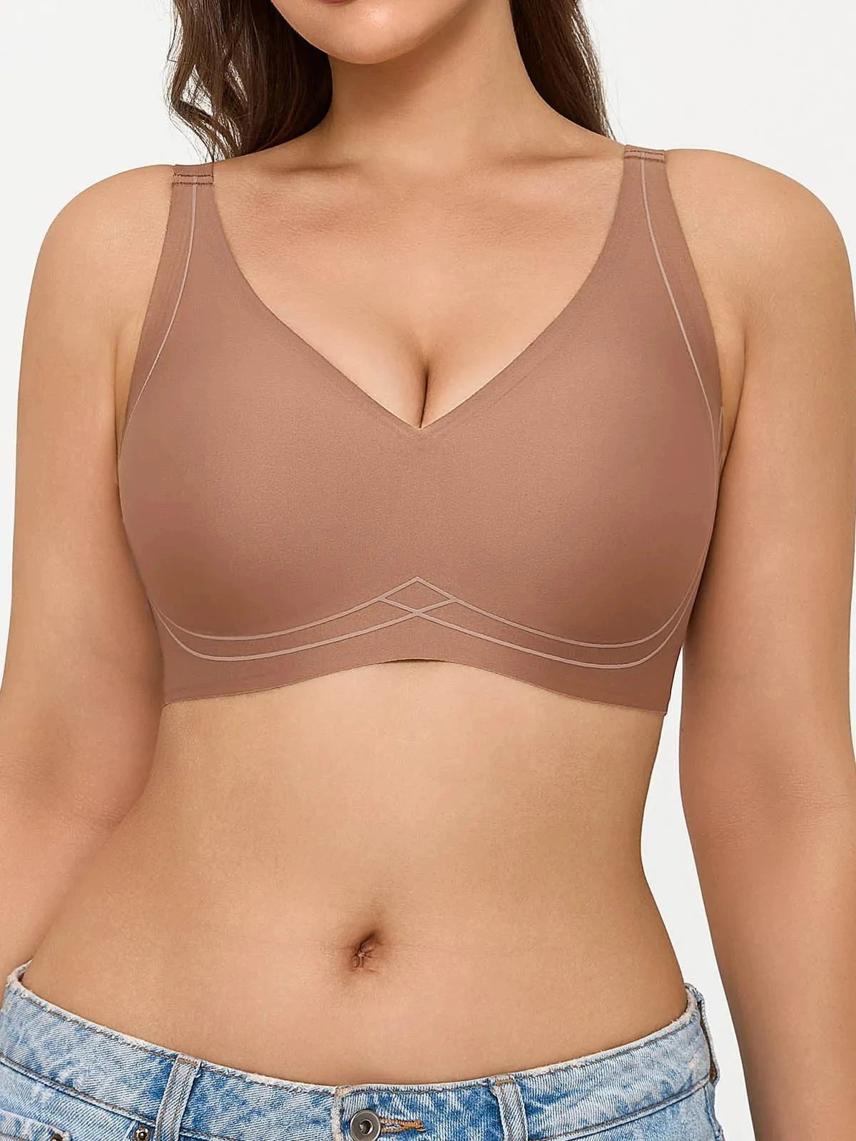 Seamless Wireless Deep-V Design Comfort Bra