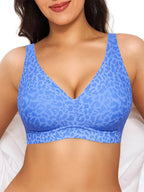 Seamless Wireless Jelly Leopard Contour Minimizer Support Bra