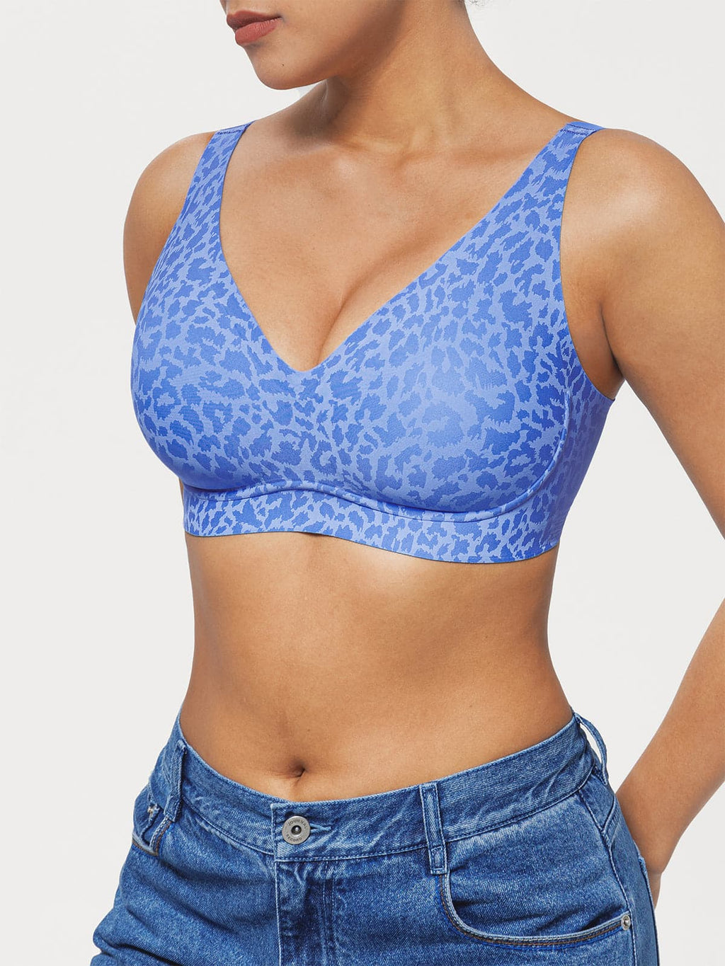 Seamless Wireless Jelly Leopard Contour Minimizer Support Bra
