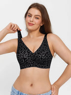 Seamless Wireless Jelly Leopard Contour Minimizer Support Bra