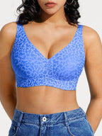 Seamless Wireless Jelly Leopard Contour Minimizer Support Bra