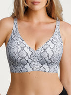 Seamless Wireless Jelly Leopard Contour Minimizer Support Bra
